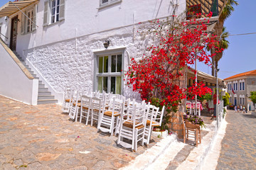 traditional road at Hydra island Saronic Gulf Greece - famous greek summer destination 