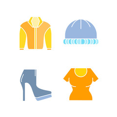 cloth and fashion accessories icons set