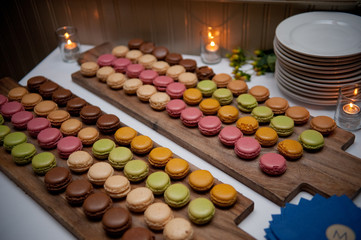 macaroons on wooden display