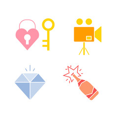 wedding and gift icons set