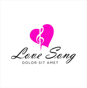 Love song Logo Design Vector Stock. Heart Note Logo Music Template Icon