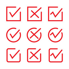 red check marks, wrong marks