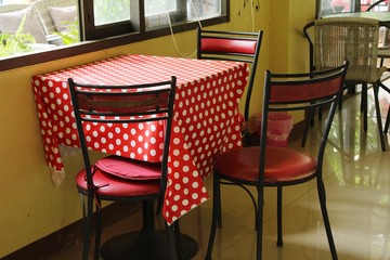 Set chairs of vintage style in garden