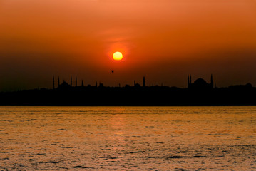 Istanbul, Turkey, 28 May 2007: Sunset at Historical Peninsula