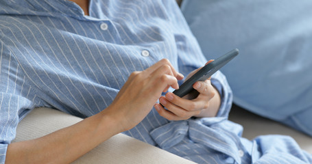 Woman use mobile phone for online