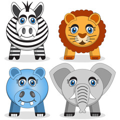 Wild animals. Vector illustration. Isolated on white background.