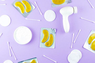 Flat lay of female beauty components for personal care.