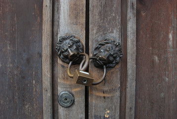 old wooden door handle