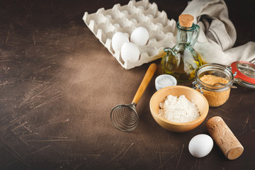 Fototapeta na wymiar Items and ingredients for baking