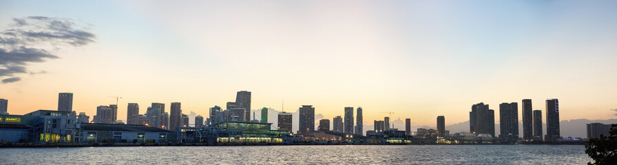 Fototapeta na wymiar Panoramic photo Port Miami and downtown Florida USA