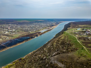 arial view over the river