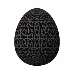 Happy Easter - Frohe Ostern, Artfully designed and colorful easter egg, 3D illustration on white background