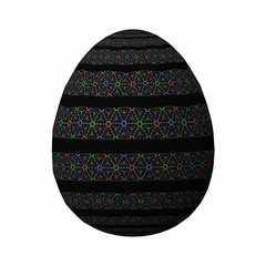 Happy Easter - Frohe Ostern, Artfully designed and colorful easter egg, 3D illustration on white background