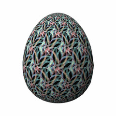 Happy Easter - Frohe Ostern, Artfully designed and colorful easter egg, 3D illustration on white background