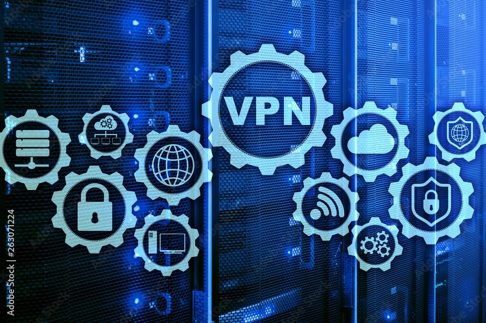 Poster secure vpn connection. virtual private network or internet security concept.