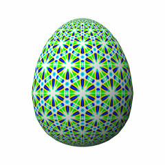 Happy Easter - Frohe Ostern, Artfully designed and colorful easter egg, 3D illustration on white background