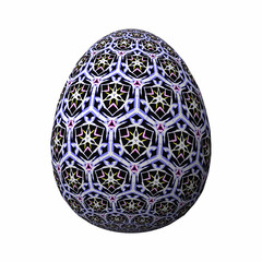 Happy Easter - Frohe Ostern, Artfully designed and colorful easter egg, 3D illustration on white background
