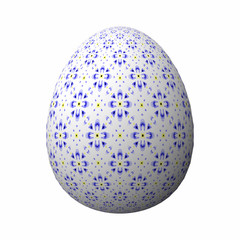 Happy Easter - Frohe Ostern, Artfully designed and colorful easter egg, 3D illustration on white background
