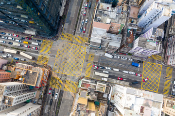 Fototapeta premium Top view of Hong Kong city traffic