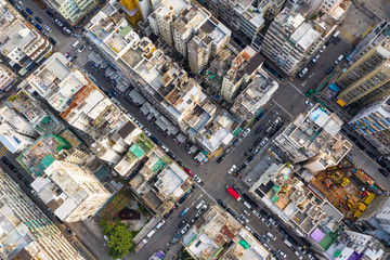  Drone fly over Hong Kong city