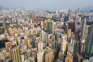 Fototapeta na wymiar Top view of Hong Kong city downtown