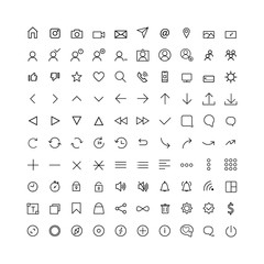 Set comunication icon for web and mobile, thin line