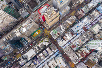 Fototapeta premium Top view of Hong Kong downtown city