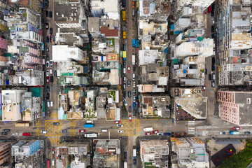 Top down view of Hong Kong city