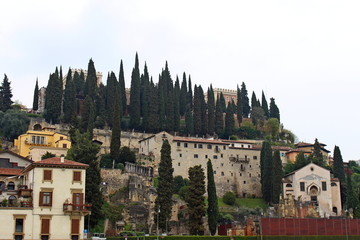 remains of the ancient Roman amphitheater and Castel San Pietro in Verona