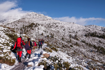 Senderistas en la Sierra de Guadarrama de Madrid