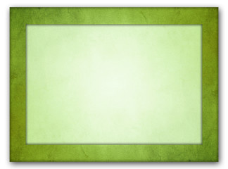 Fototapeta premium An isolated picture frame with an rich lime green grunge texture frame and a light lime green interior texture with glowing center. 