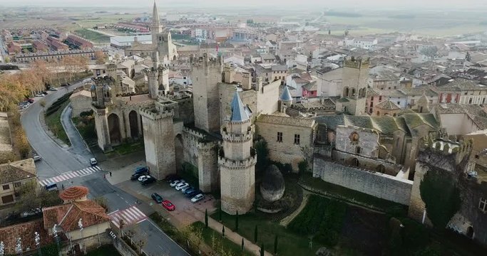 Towers of castle Palacio Real de Olite. Spain