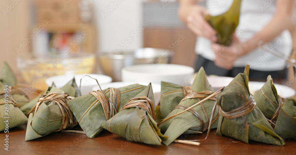 Canvas Prints Make steamed sticky rice dumpling at home