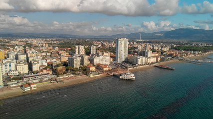 Fototapeta premium Panoramic aerial view of Follonica coastline - Italy