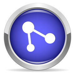 Network icon. Round bright blue button.