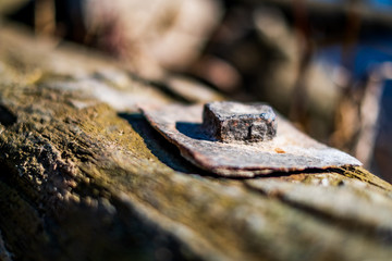 Old historical port construction method with iron nails isolated