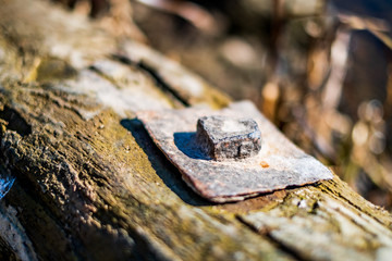 Old historical port construction method with iron nails isolated