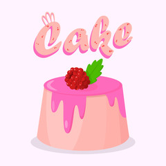 Delicious Cake with Raspberry Poster Template