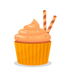 Delicious Cupcake Cartoon Vector Illustration