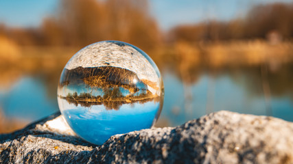 Crystal ball landscape shot at Metten-Danube-Bavaria-Germany