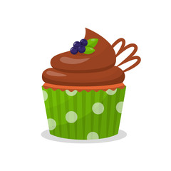 Delicious Cupcake with Berries Vector Illustration