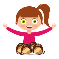 cute girl with chocolate candies