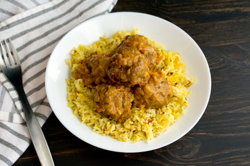 Kofta Curry with Saffron Rice