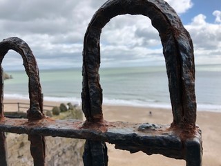 Fototapeta premium Sea view through railing