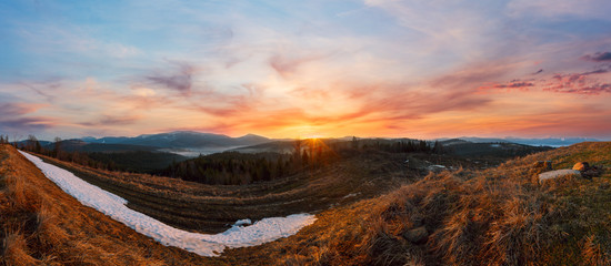 Sunrise spring Carpathian mountains