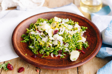 Organic salad with cabbage and nuts. Kitchen homeamde. Healthy food. Diet.
