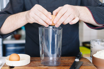 Raw egg. Blendet and Cooking ice cream. Homemade. Process. Summer. Organic. Vanilla. Honey. Natural.