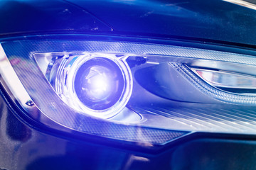 Closeup headlights of car