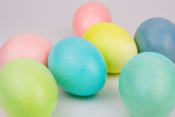 Fototapeta na wymiar colorful easter eggs on gray background