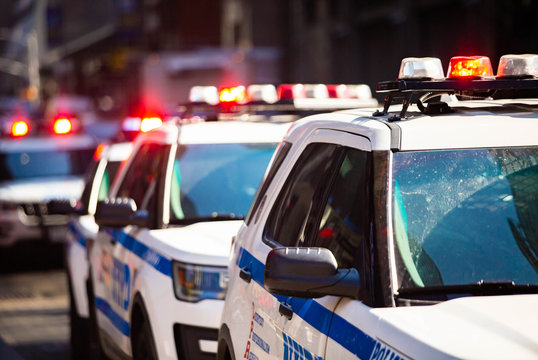 New York NYPD Police car with sirens at day
